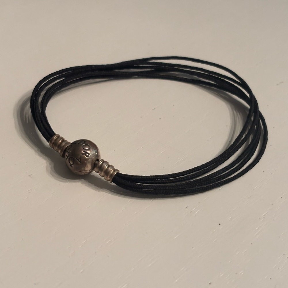 Pandora Black Cord Bracelet with Silver Charm